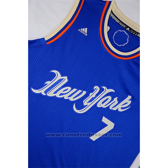 Maglia Natale 2015 New York Carmelo Anthony #7 Blu